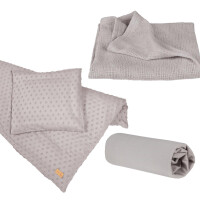 roba organic Geschenkset Lil Planet silbergrau, Bio-Bettwäsche, -Spannbettlaken & -Babydecke, GOTS