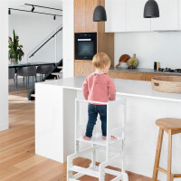 B-Ware roba Lernturm weiß, sicherer Tritthocker für Kinder, ideal als Küchenhelfer, bis 80 kg belastbar