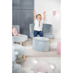 B-Ware roba Kindersofa „Lil Sofa“, bequeme Kindercouch mit stabilen Holzfüßen und Samtstoff in Sky/Hellblau