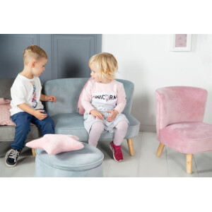 B-Ware roba Kindersofa „Lil Sofa“, bequeme Kindercouch mit stabilen Holzfüßen und Samtstoff in Sky/Hellblau