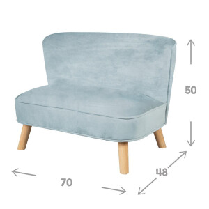 B-Ware roba Kindersofa „Lil Sofa“, bequeme Kindercouch mit stabilen Holzfüßen und Samtstoff in Sky/Hellblau