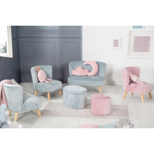 B-Ware roba Kindersofa „Lil Sofa“, bequeme Kindercouch mit stabilen Holzfüßen und Samtstoff in Sky/Hellblau