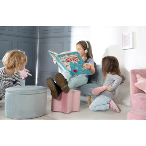 B-Ware roba Kindersofa „Lil Sofa“, bequeme Kindercouch mit stabilen Holzfüßen und Samtstoff in Sky/Hellblau