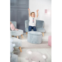 B-Ware roba Kindersofa „Lil Sofa“, bequeme Kindercouch mit stabilen Holzfüßen und Samtstoff in Sky/Hellblau