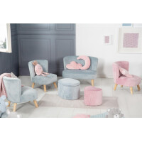 B-Ware roba Kindersofa „Lil Sofa“, bequeme Kindercouch mit stabilen Holzfüßen und Samtstoff in Sky/Hellblau