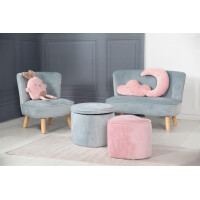 B-Ware roba Kindersofa „Lil Sofa“, bequeme Kindercouch mit stabilen Holzfüßen und Samtstoff in Sky/Hellblau