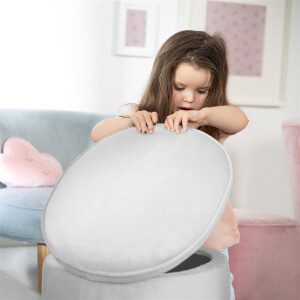 B-Ware roba Kinderhocker mit Aufbewahrungsfunktion „Lil Sofa“, oval, bequemer Hocker mit grauem Samtstoff