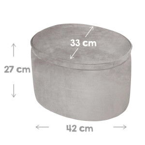 B-Ware roba Kinderhocker mit Aufbewahrungsfunktion „Lil Sofa“, oval, bequemer Hocker mit grauem Samtstoff