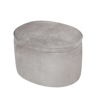 B-Ware roba Kinderhocker mit Aufbewahrungsfunktion „Lil Sofa“, oval, bequemer Hocker mit grauem Samtstoff