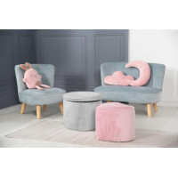 B-Ware roba Kinderhocker mit Aufbewahrungsfunktion „Lil Sofa“, oval, bequemer Hocker mit grauem Samtstoff