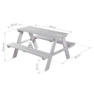 B-Ware roba Kinder Outdoor+ Sitzgruppe Picknick for 4, wetterfeste Sitzgarnitur aus Massivholz, grau