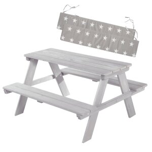 B-Ware roba Kinder Outdoor+ Sitzgruppe Picknick for 4, wetterfeste Sitzgarnitur aus Massivholz, grau