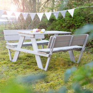 B-Ware roba Kinder Outdoor+ Sitzgruppe Picknick for 4 mit Rückenlehnen, wetterfest aus Massivholz, grau