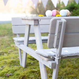 B-Ware roba Kinder Outdoor+ Sitzgruppe Picknick for 4 mit Rückenlehnen, wetterfest aus Massivholz, grau