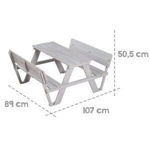 B-Ware roba Kinder Outdoor+ Sitzgruppe Picknick for 4 mit Rückenlehnen, wetterfest aus Massivholz, grau