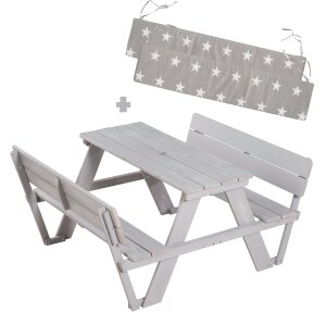 B-Ware roba Kinder Outdoor+ Sitzgruppe Picknick for 4 mit Rückenlehnen, wetterfest aus Massivholz, grau