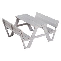 B-Ware roba Kinder Outdoor+ Sitzgruppe Picknick for 4 mit Rückenlehnen, wetterfest aus Massivholz, grau