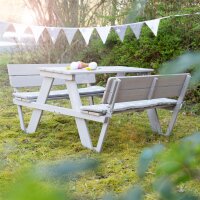 B-Ware roba Kinder Outdoor+ Sitzgruppe Picknick for 4 mit Rückenlehnen, wetterfest aus Massivholz, grau