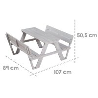 B-Ware roba Kinder Outdoor+ Sitzgruppe Picknick for 4 mit Rückenlehnen, wetterfest aus Massivholz, grau