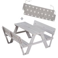 B-Ware roba Kinder Outdoor+ Sitzgruppe Picknick for 4 mit Rückenlehnen, wetterfest aus Massivholz, grau