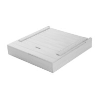 B-Ware roba Sandkasten mit Deckel, HxBxT: 65,5 x 85 x 80 cm, Sandkiste aufklappbar mit Tafel und 3 Haken, Massivholz, grau lasiert, wetterfest und umweltfreundlich, aus nachhaltiger Forstwirtschaft