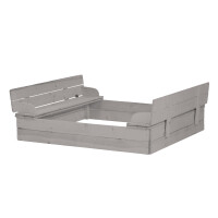 B-Ware roba Sandkasten mit Deckel & 2 Sitzbänken Massivholz Wetterfest Grau 127cm