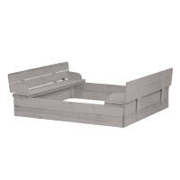 B-Ware roba Sandkasten mit Deckel & 2 Sitzbänken Massivholz Wetterfest Grau 127cm