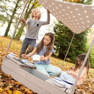 B-Ware roba Sandkasten-Schiff, Kinder-Outdoor-Sandkasten aus wetterfestem Massivholz, inkl. Sonnendach