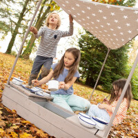 B-Ware roba Sandkasten-Schiff, Kinder-Outdoor-Sandkasten aus wetterfestem Massivholz, inkl. Sonnendach