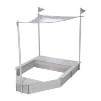 B-Ware roba Sandkasten-Schiff, Kinder-Outdoor-Sandkasten aus wetterfestem Massivholz, inkl. Sonnendach