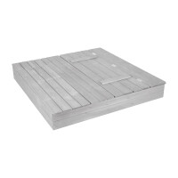 B-Ware roba Sandkasten Outdoor+ mit aufklappbarer Sitzbank, 2 Spielwannen & 4 abnehmbaren Sitzplatten, wetterfestes Massivholz, grau lasiert