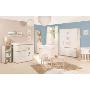 roba Kindermöbelset Pia‘, 3-teilig, inkl. Kinderbett 70x140cm, Wickelkommode, Kleiderschrank, weiß
