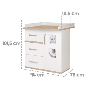 roba Kindermöbelset Pia‘, 3-teilig, inkl. Kinderbett 70x140cm, Wickelkommode, Kleiderschrank, weiß