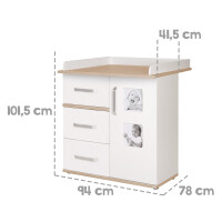roba Kindermöbelset Pia‘, 3-teilig, inkl. Kinderbett 70x140cm, Wickelkommode, Kleiderschrank, weiß