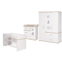 roba Kindermöbelset Pia‘, 3-teilig, inkl. Kinderbett 70x140cm, Wickelkommode, Kleiderschrank, weiß