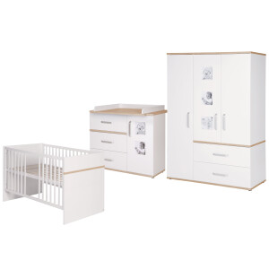 roba Kindermöbelset Pia‘, 3-teilig, inkl. Kinderbett 70x140cm, Wickelkommode, Kleiderschrank, weiß