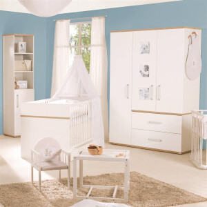 roba Kindermöbelset Pia‘, 3-teilig, inkl. Kinderbett 70x140cm, Wickelkommode, Kleiderschrank, weiß