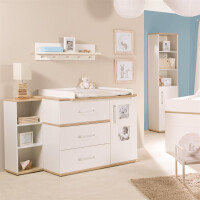 roba Kindermöbelset Pia‘, 3-teilig, inkl. Kinderbett 70x140cm, Wickelkommode, Kleiderschrank, weiß