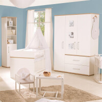 roba Kindermöbelset Pia‘, 3-teilig, inkl. Kinderbett 70x140cm, Wickelkommode, Kleiderschrank, weiß