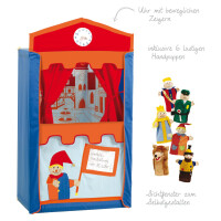 B-Ware roba Kasperletheater, Puppentheater inkl. 6 Handpuppen, Kaspertheater aus Massivholz, freistehend