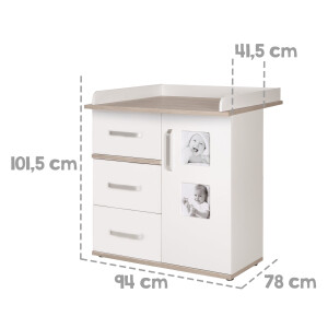 roba Kindermöbelset Moritz, 3-teilig, mit Kinderbett 70x140cm, Wickelkommode & Schrank, weiß
