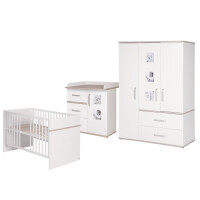 roba Kindermöbelset Moritz, 3-teilig, mit Kinderbett 70x140cm, Wickelkommode & Schrank, weiß