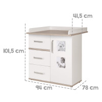 roba Kindermöbelset Moritz, 3-teilig, mit Kinderbett 70x140cm, Wickelkommode & Schrank, weiß