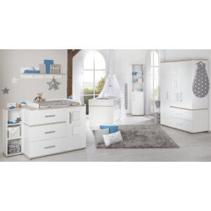 roba Kindermöbelset Moritz‘, 3-teilig, mit Kinderbett 70x140cm, Wickelkommode breit & Schrank, weiß