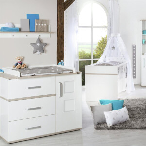 roba Kindermöbelset Moritz‘, 3-teilig, mit Kinderbett 70x140cm, Wickelkommode breit & Schrank, weiß