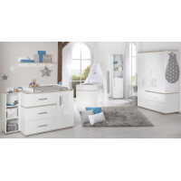 roba Kindermöbelset Moritz‘, 3-teilig, mit Kinderbett 70x140cm, Wickelkommode breit & Schrank, weiß