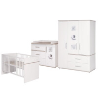 roba Kindermöbelset Moritz‘, 3-teilig, mit Kinderbett 70x140cm, Wickelkommode breit & Schrank, weiß