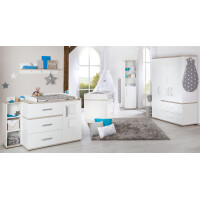 roba Kleiderschrank Babyzimmer Moritz, Kinderschrank 3-türig mit 3 Bilderrahmen, weiß, Luna Elm