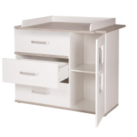 roba Kindermöbelset Moritz‘, 2-teilig, Kinderbett 70x140cm & Wickelkommode breit, weiß, Luna Elm