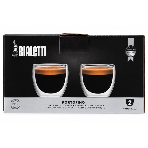 Bialetti Portofino Doppelwandige Espresso Gläser 80ml 2er Set Borosilikat
